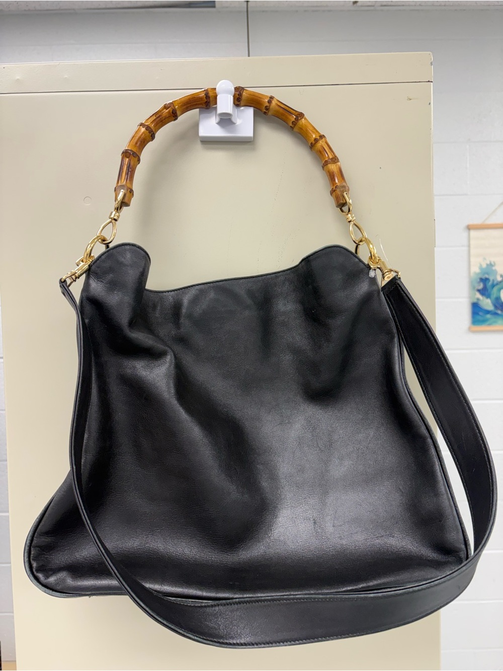Tom Ford Era Gucci Black Leather Bamboo 2-Way Hobo Bag Read Info Quiet Luxury - Picture 2 of 10